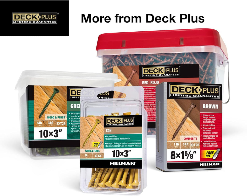 2-1/2 Inch Epoxy Coated Exterior Wood and Fence Screws #10 X 2-1/2" Torx/Star Drive Included Coarse Thread, Outdoor Rust Resistant Decking Screw, Tan, 5 Lb Box, 365 Pieces | 48416