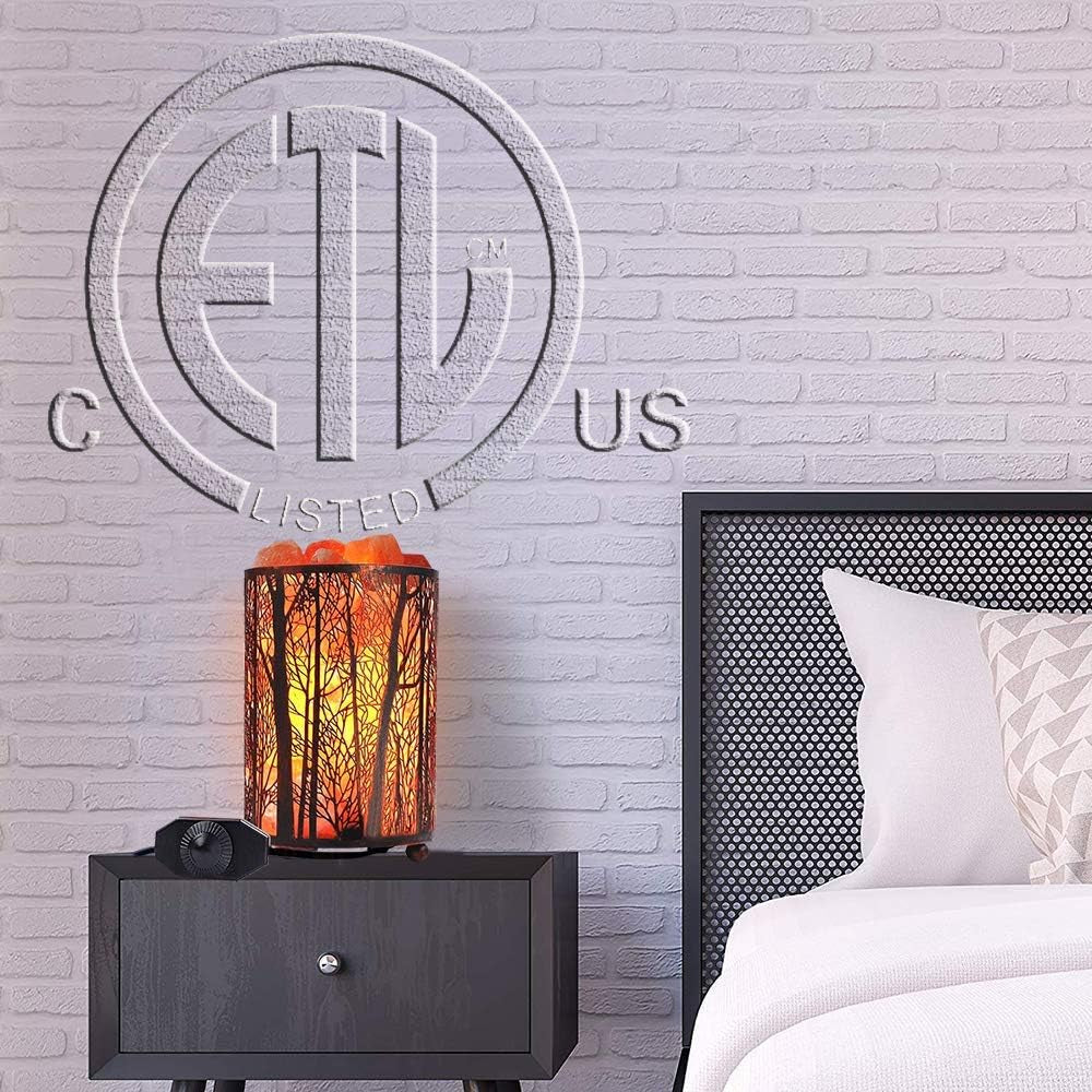 Salt Lamps, Natural Himalayan Salt Lamp, Forest Salt Lamp with Dimmer Switch, Salt Crystal Night Lights, Retro Metal Basket Decor Desk Lamp with Extra 25W Lamp Bulbs
